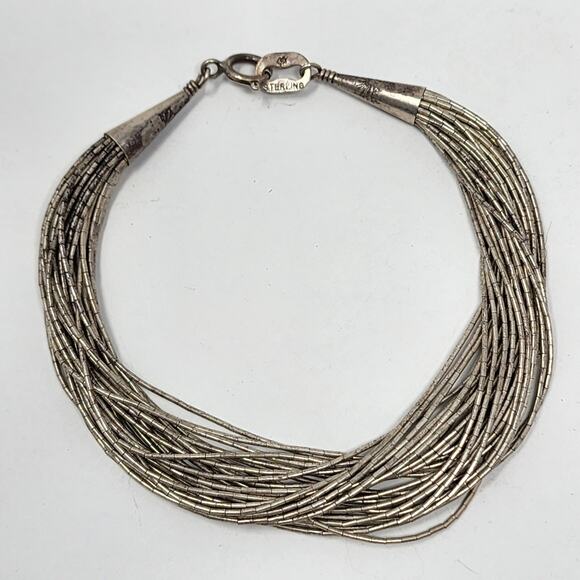 Sterling Silver Tube Beaded Native American Bracelet - Picture 1 of 7